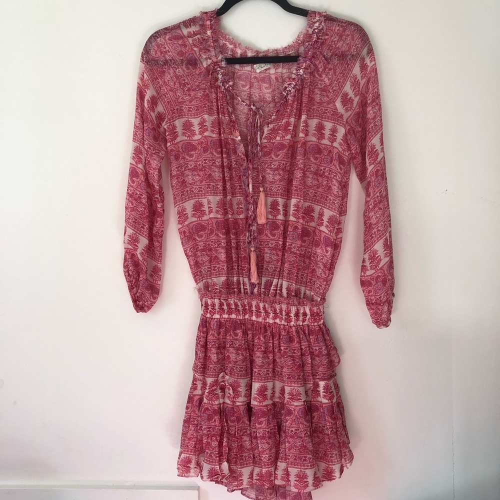 LoveShackFancy Pink Floral Popover Dress